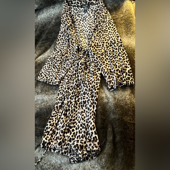 Three piece leopard print pj set- shorts, tank and housecoat. - Picture 1 of 5